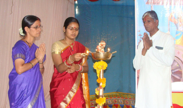 Inauguration of Dharmasabha by lighting an oil lamp
